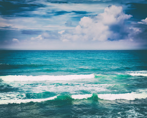 Beautiful view of sea vawes. Tropical landscape