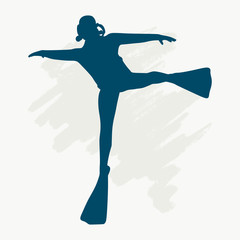 Silhouette of diver. Icon diver. The concept of sport diving.