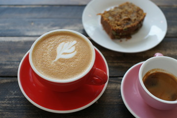 Two cups of coffee on the table