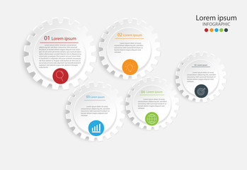 Modern design elements for business and communication technology concept Multicolor infographics. Vector template with 5 steps