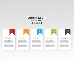 Modern design elements for business Multicolor infographics. Vector template with 5 steps