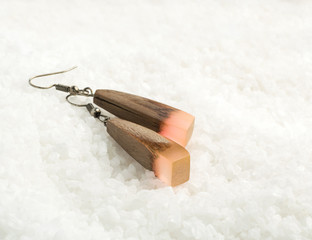 Earrings with Wood and Crystal