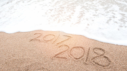 Happy new year 2018 is coming and replace 2017 concept.