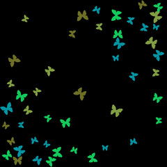 Summer Background with Colorful Butterflies. Simple Feminine Pattern for Card, Invitation, Print. Trendy Decoration with Beautiful Butterfly Silhouettes. Vector Background with Moth