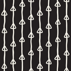 Hand drawn lines seamless grungy pattern. Abstract geometric repeating texture in black and white.