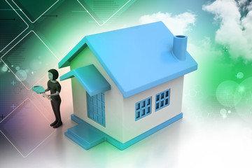 3d women with home and key