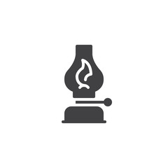 Kerosene lamp vector icon. filled flat sign for mobile concept and web design. Lantern simple solid icon. Symbol, logo illustration. Pixel perfect vector graphics