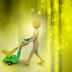 man with trolley for delivering right mark