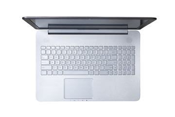 Fototapeta na wymiar Isolated modern laptop with English keyboard on white background with clipping path