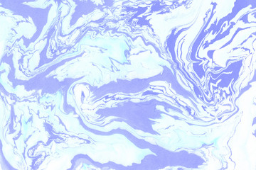 Suminagashi marble texture hand painted with teal ink. Digital paper 139 performed in traditional japanese suminagashi floating ink technique. Beautiful liquid abstract background.