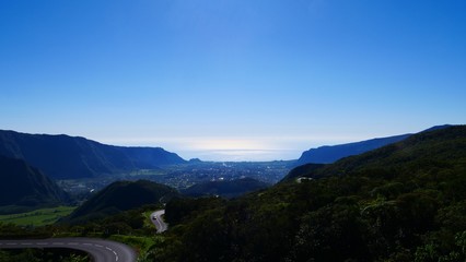 Col de Bellevue, vue de St Benoît et de l'océan, La Réunion 