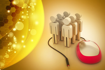 3d people with computer mouse