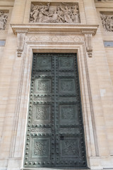 Paris, beautiful ancient door of the Pantheon, in the Latin Quarter
