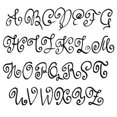 Handdrawn dry brush font. Modern brush lettering. Grunge style alphabet. Vector illustration.