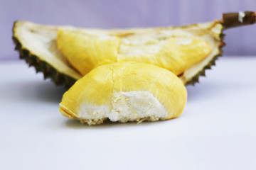King of fruits Durian in the white background