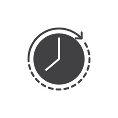 Passage of time vector icon. filled flat sign for mobile concept and web design. Arrow around the clock simple solid icon. Symbol, logo illustration. Pixel perfect vector graphics