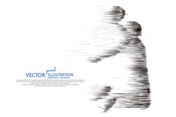 Naklejka premium Basketball player, composed of lines.