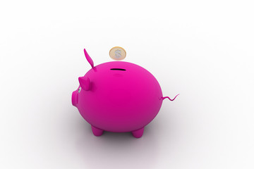 Piggy bank with dollar coins