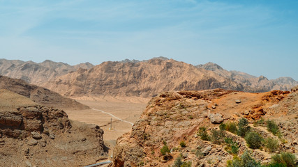 Aerial view fof desolate desert near Yazd. Persia, Iran