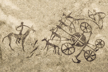 image on the wall of the cave.historical art. ancient history. the epoch. archeology