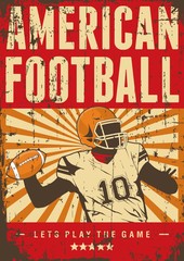 American Football Rugby Sport Retro Pop Art Poster Signage