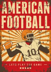 Foto op Canvas American Football Rugby Sport Retro Pop Art Poster Signage © Utix Grapix