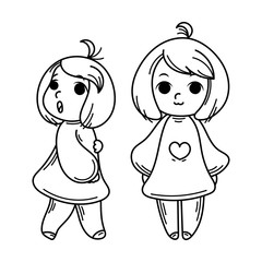 Cute cartoon kids. Vector and illustration.