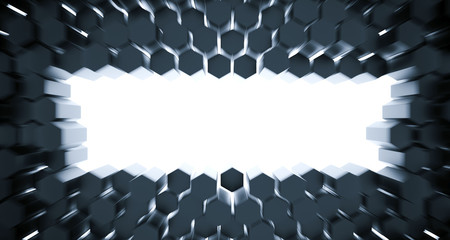 Abstract Hexagon Background Top View Empty Space For Text 3D Rendering