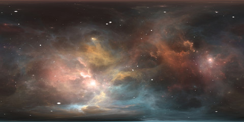Weltraumhintergrund mit Nebel und Sternen. Panorama, Umgebung 360 HDRI-Karte. Gleichwinklige Projektion, sphärisches Panorama. © Peter Jurik
