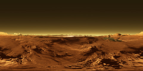 Fototapeta premium 360 Equirectangular projection of Titan, largest moon of Saturn with atmosphere, HDRI environment map. Spherical panorama.