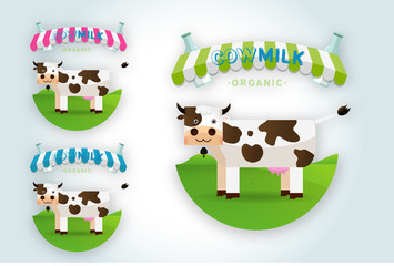 Cow Milk Farm Logo design vector template