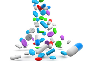 Falling colorful pills