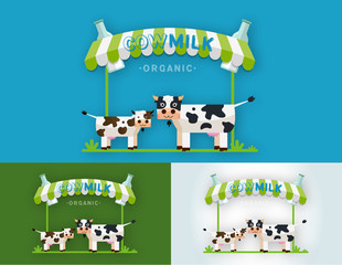 Cow Milk Farm Logo design vector template