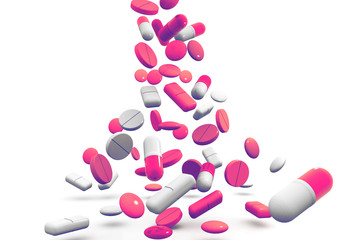 Falling colorful pills