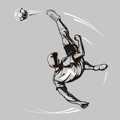 Soccer player overhead kick - obrazy, fototapety, plakaty