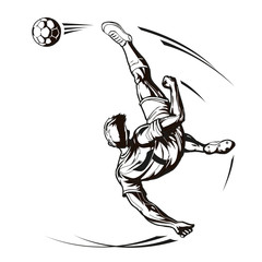 Soccer player overhead kick. - obrazy, fototapety, plakaty