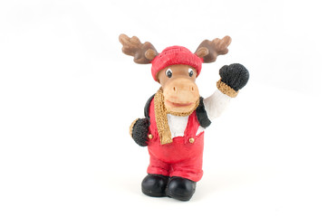 Stone reindeer isolated on white background