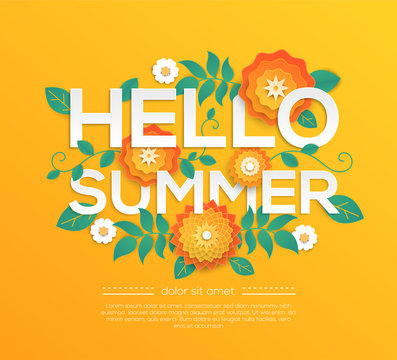 Hello summer - modern vector colorful illustration