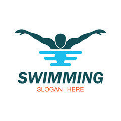 swimming logo with text space for your slogan / tag line, vector illustration