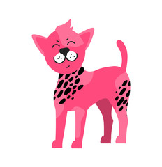 Pink Dog Black Spots Vector Illustration Symbol