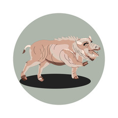 The merry pig is realistic, beautiful, with a small tail.