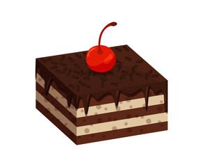 Tasty Cake with Dark Chocolate and Cherries on Top