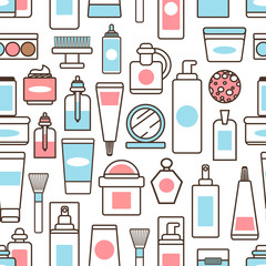 Bottles and Jars with Creams and Lotions Pattern