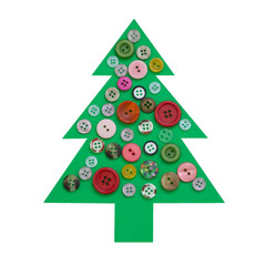 Paper christmas tree decorated with colored buttons