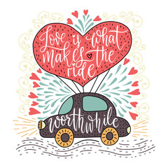 Valentines Day Lettering. Handwritten Romantic Greeting Card.