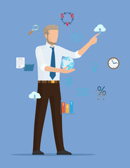 Businessman Colorful Card Vector Illustration