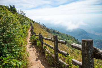 Beautiful mountain landscape with blue sky in northern Thailand - Green nature and travel business concept