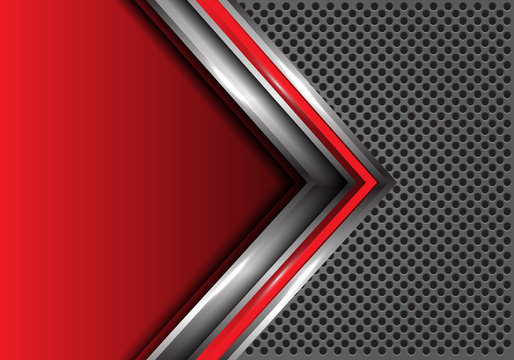 Abstract red silver arrow with blank space on gray circle mesh design modern futuristic background vector illustration.