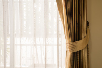 Curtain with warm sunlight