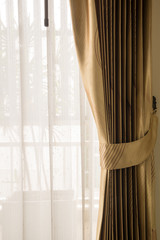 Curtain with warm sunlight